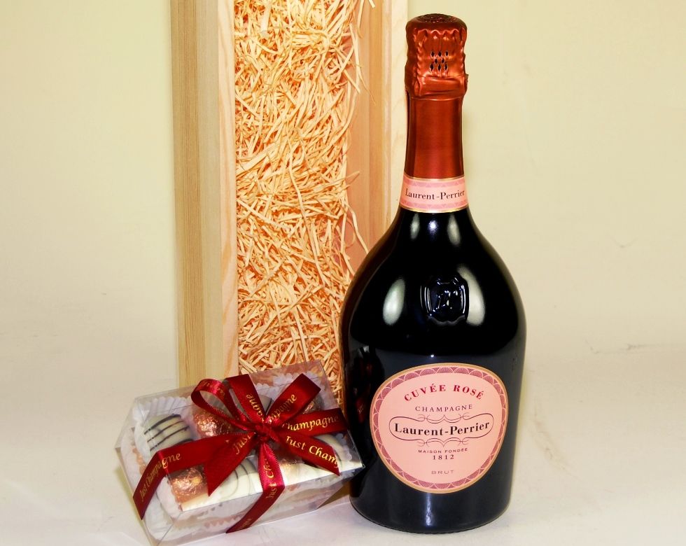 Laurent-Perrier Cuvée Rosé & Large Chocolates Wood Box