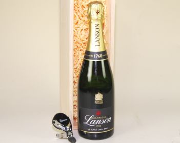 Lanson Le Black Label Brut NV & Stopper Wood Box