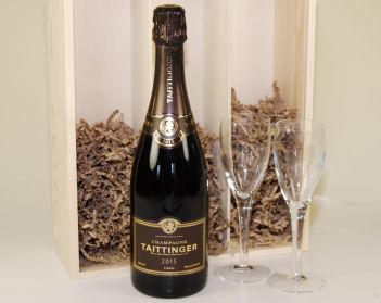 Taittinger Brut Vintage 2015 & Two Flutes Wood Box