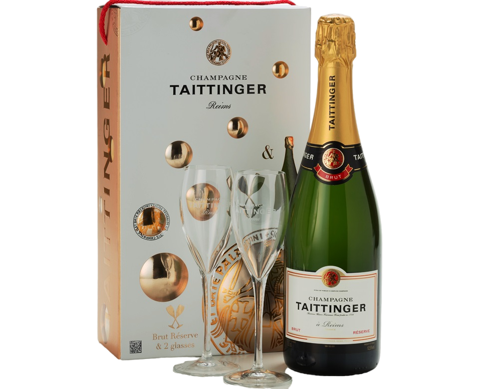 Taittinger Brut Réserve NV & Two Flutes Gift Set