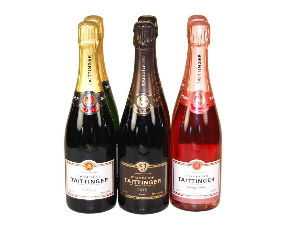 Taittinger Brut NV, Rosé NV & Vintage 2015 - case of 6 (2 each)
