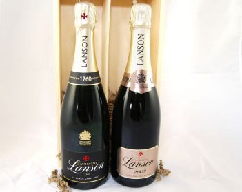 Lanson Le Black Label Brut NV & Gold Label 2009 Double Wood Box