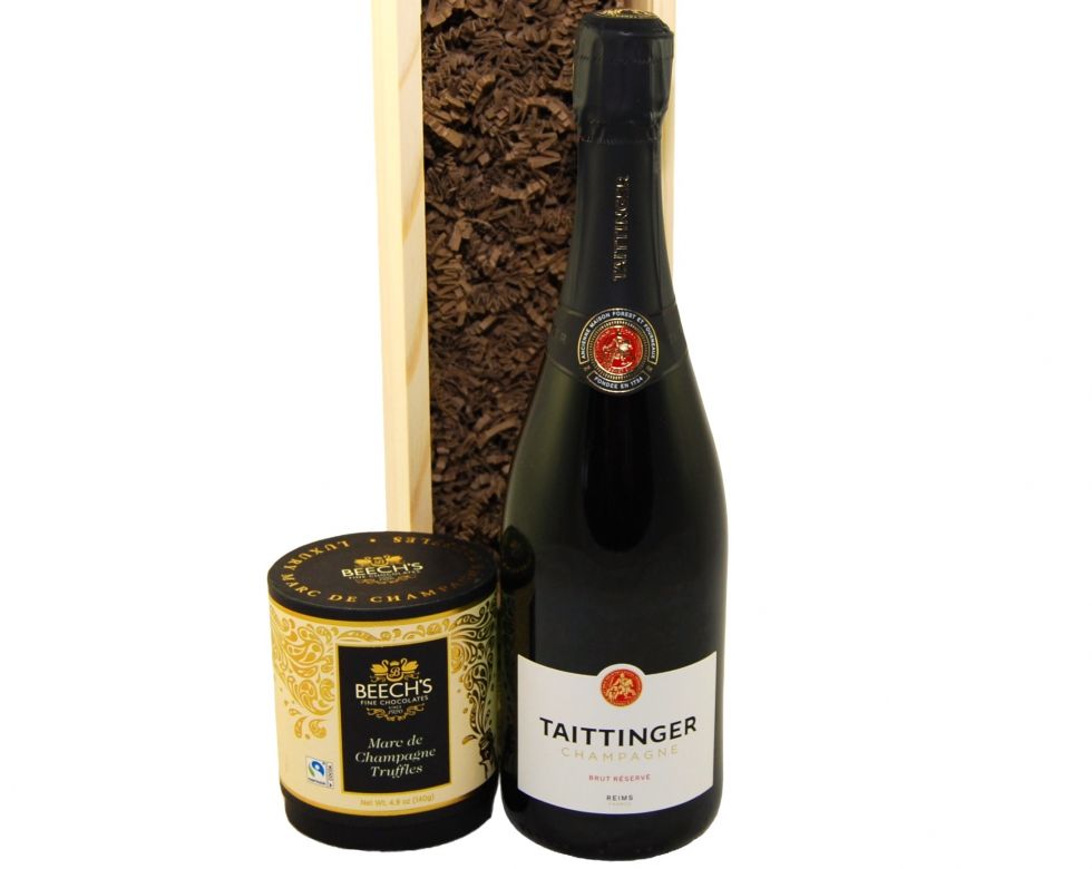 Taittinger Brut Réserve NV & Truffles Wood Box