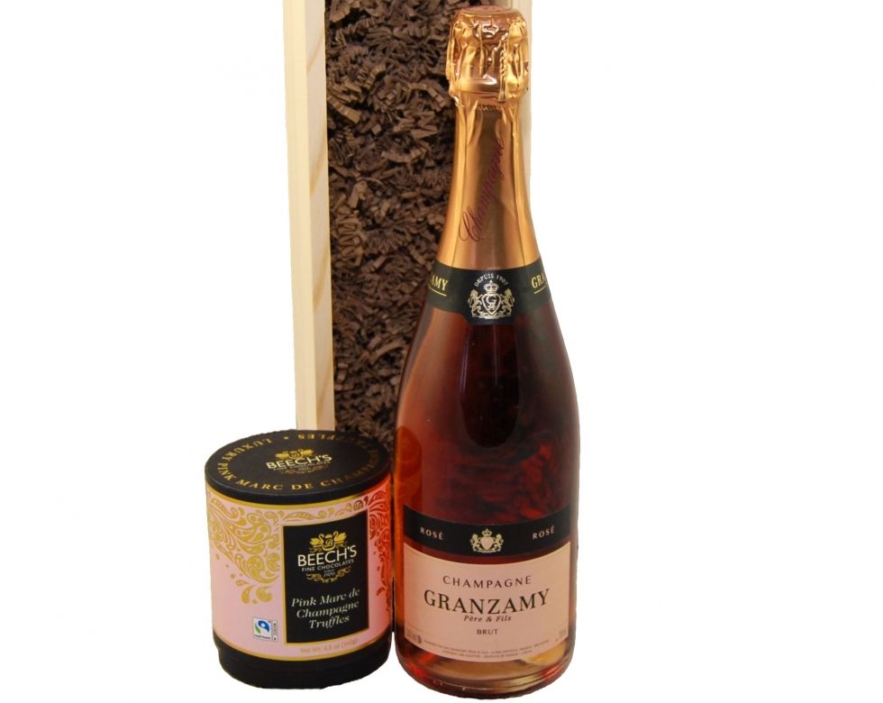 Granzamy Père & Fils Brut Rosé NV & Truffles Wood Box