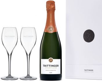 Taittinger Les Folies Marquetterie NV & Flutes Gift Set