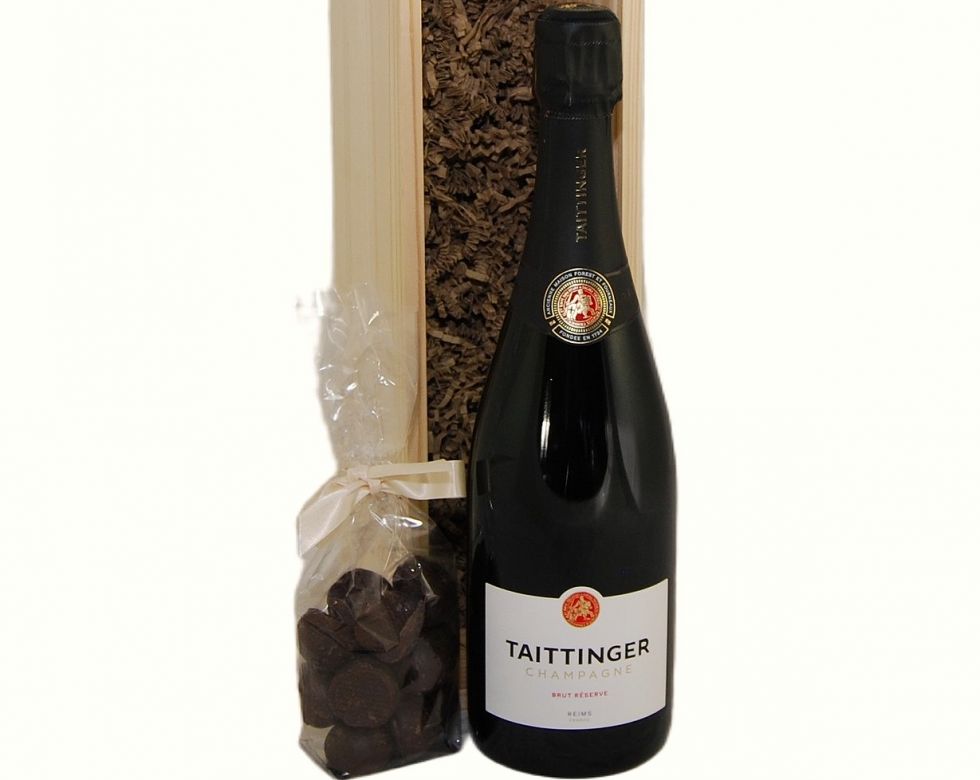 Taittinger Brut Réserve NV & Truffles Wood Box