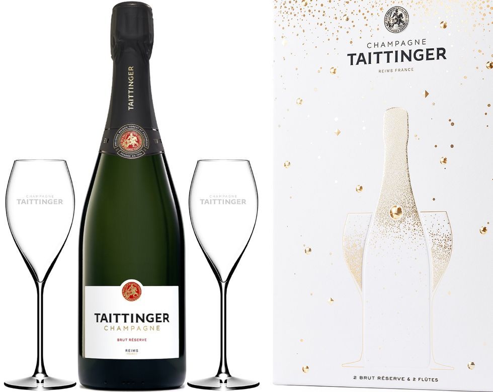 Taittinger Brut Réserve NV & Flutes Gift Set
