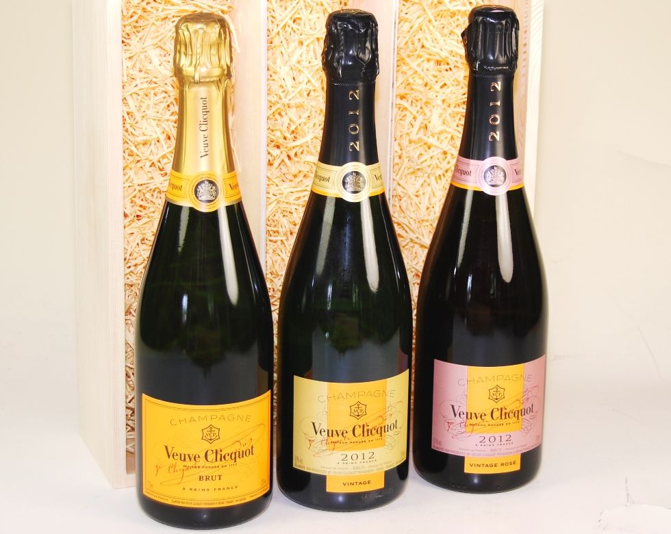 Veuve Clicquot NV, Vintage 2012 & Rosé 2012 Triple Wood Box